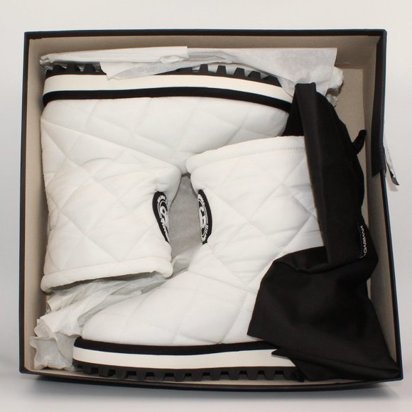 Dolce Gabbana White/Black Women's Logo Padded Boots EU 39 / US 8 - Picture 6 of 9